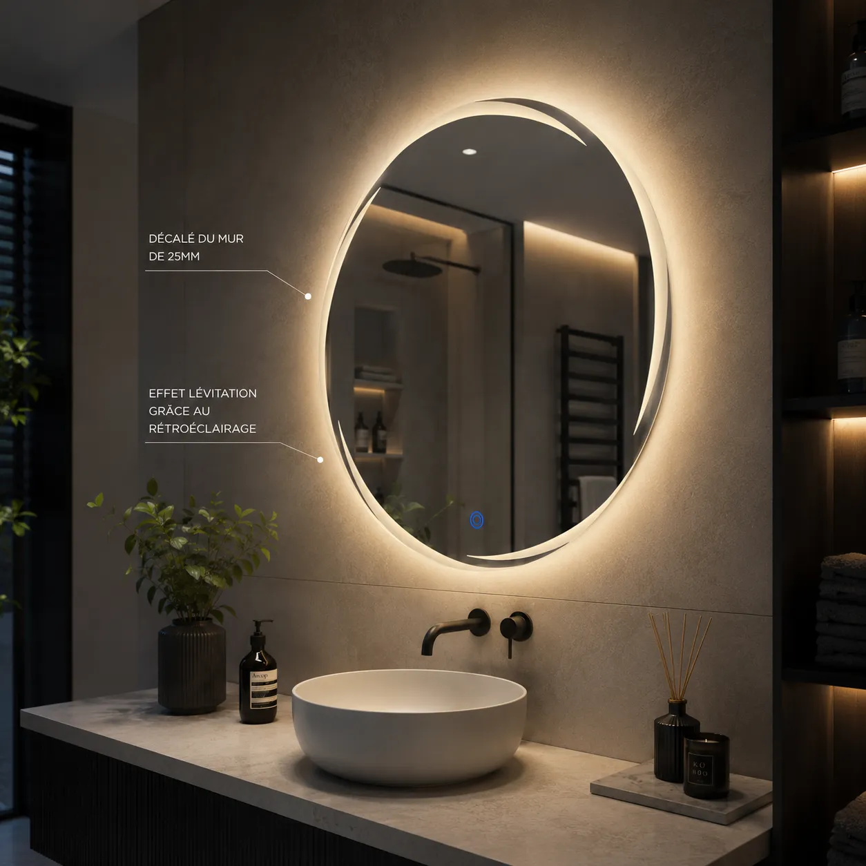 Miroir LED COSMO (Collection Cosmos) — vue d'ambiance 4
