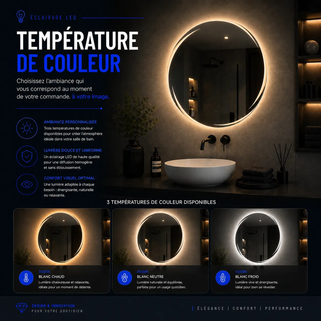 Miroir LED CELESTE (Collection Cosmos) — vue d'ambiance 3