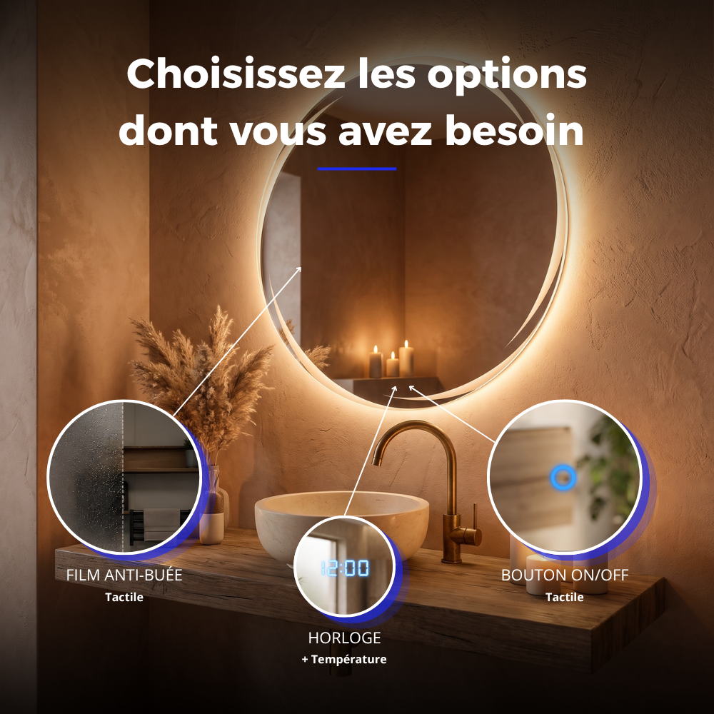Miroir LED salle de bain Celeste (Collection Cosmos) — vue d'ambiance 4