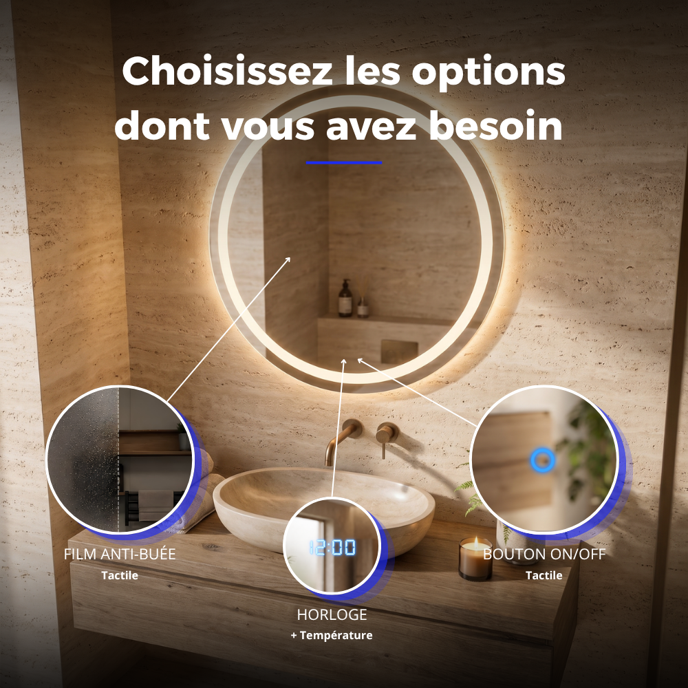 Miroir LED salle de bain Eclipse (Collection Cosmos) — vue d'ambiance 4