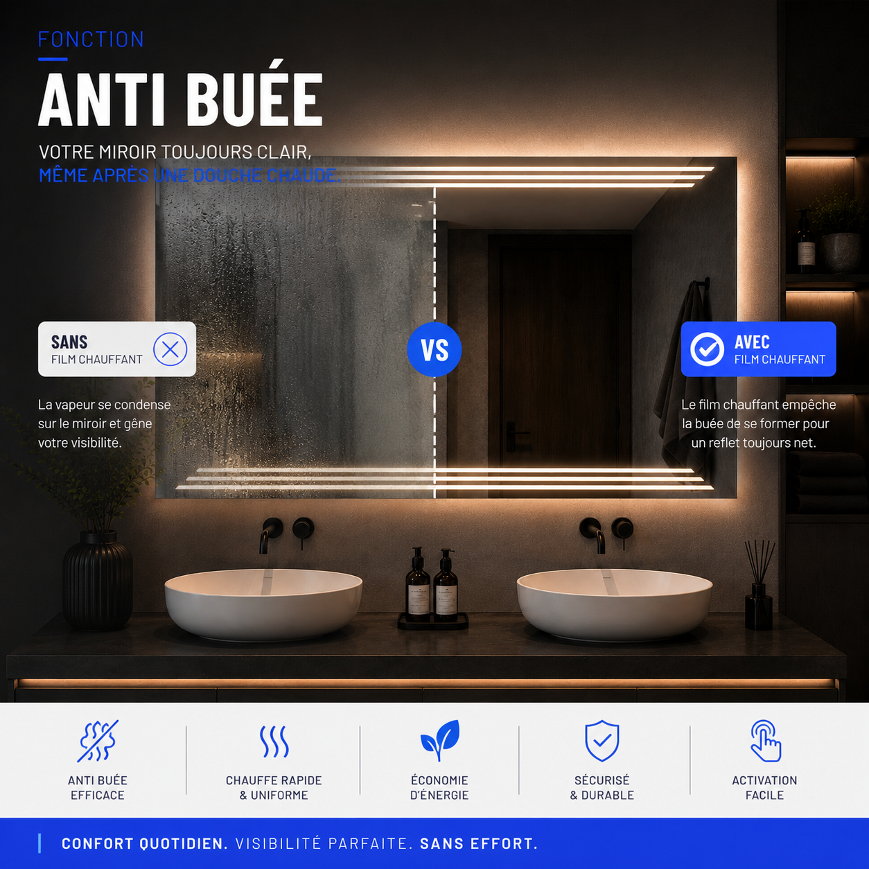 Miroir LED SOLARIS (Collection Cosmos) — vue d'ambiance 3