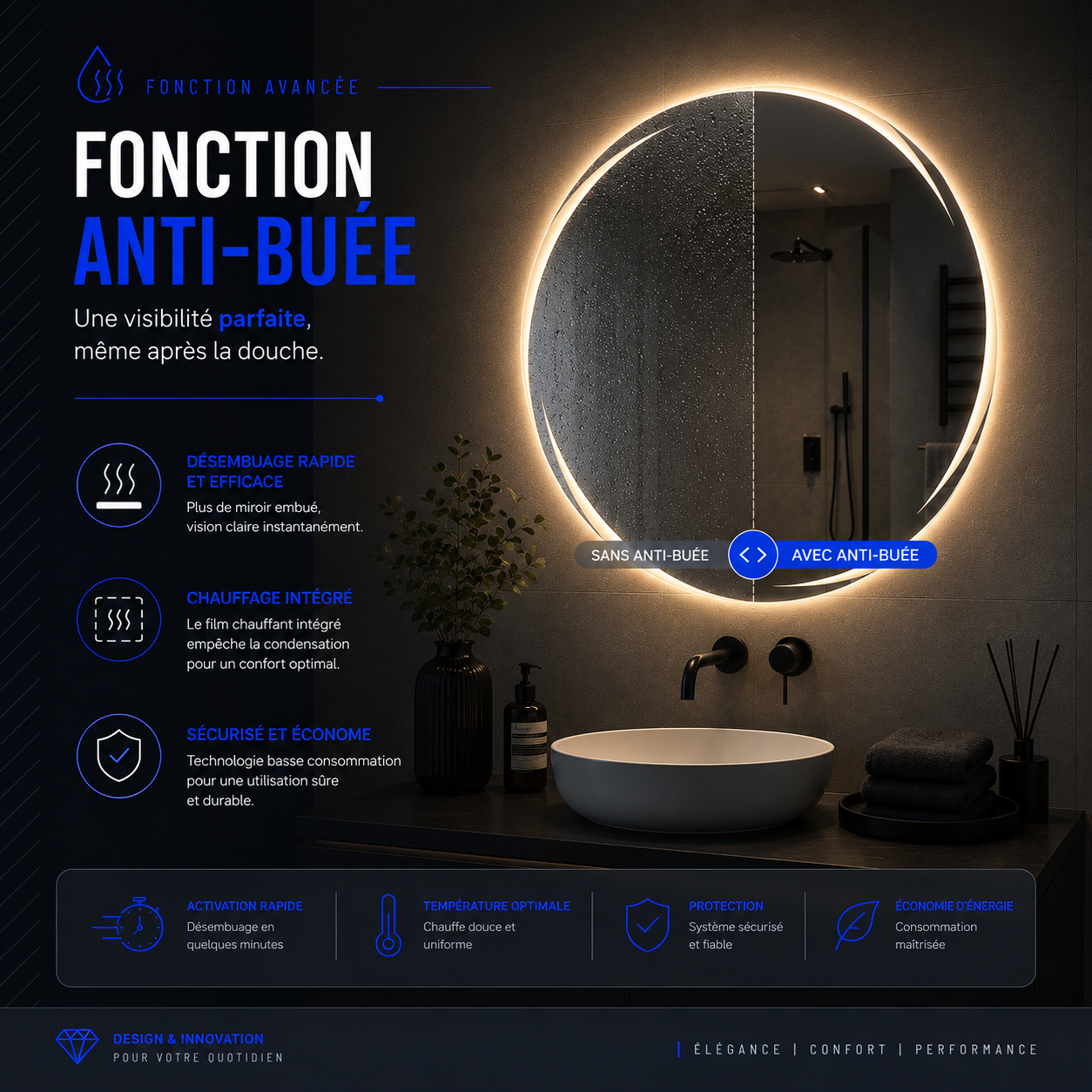 Miroir LED CELESTE (Collection Cosmos) — vue d'ambiance 5