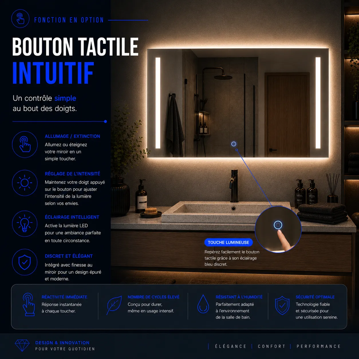 Miroir LED KEPLER (Collection Cosmos) — vue d'ambiance 4