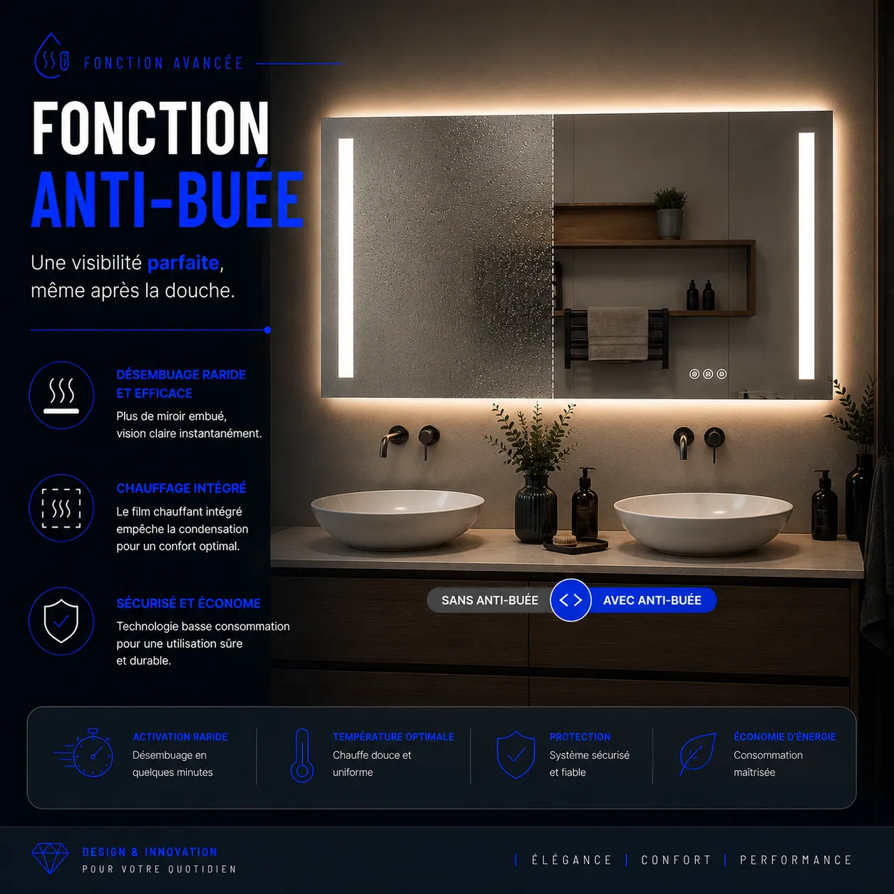 Miroir LED KEPLER (Collection Cosmos) — vue d'ambiance 3