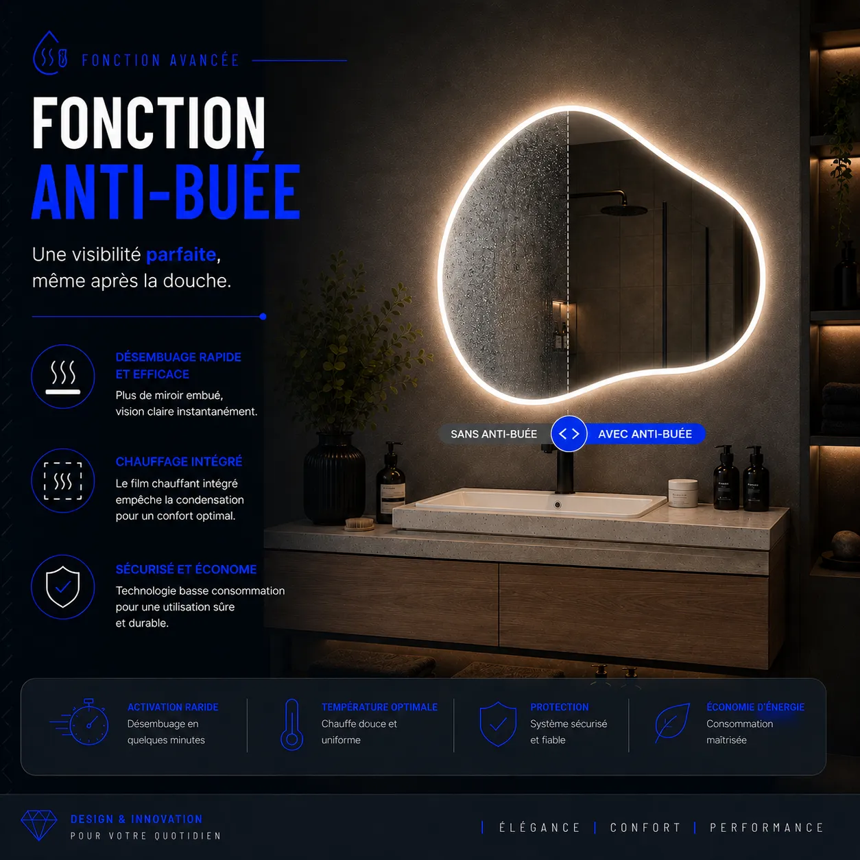 Miroir LED Altaire (Collection Cosmos) — vue d'ambiance 5