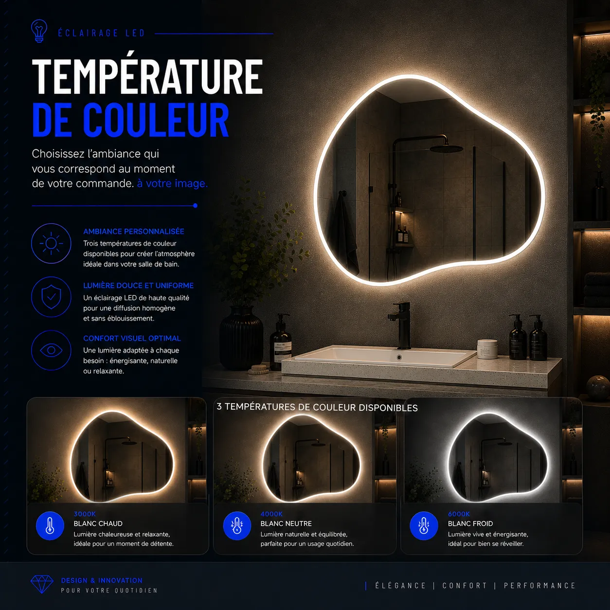 Miroir LED Altaire (Collection Cosmos) — vue d'ambiance 4