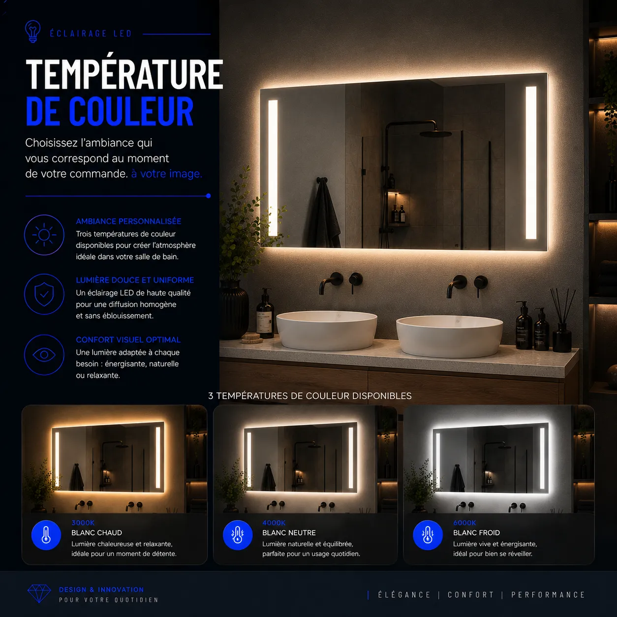 Miroir LED KEPLER (Collection Cosmos) — vue d'ambiance 2
