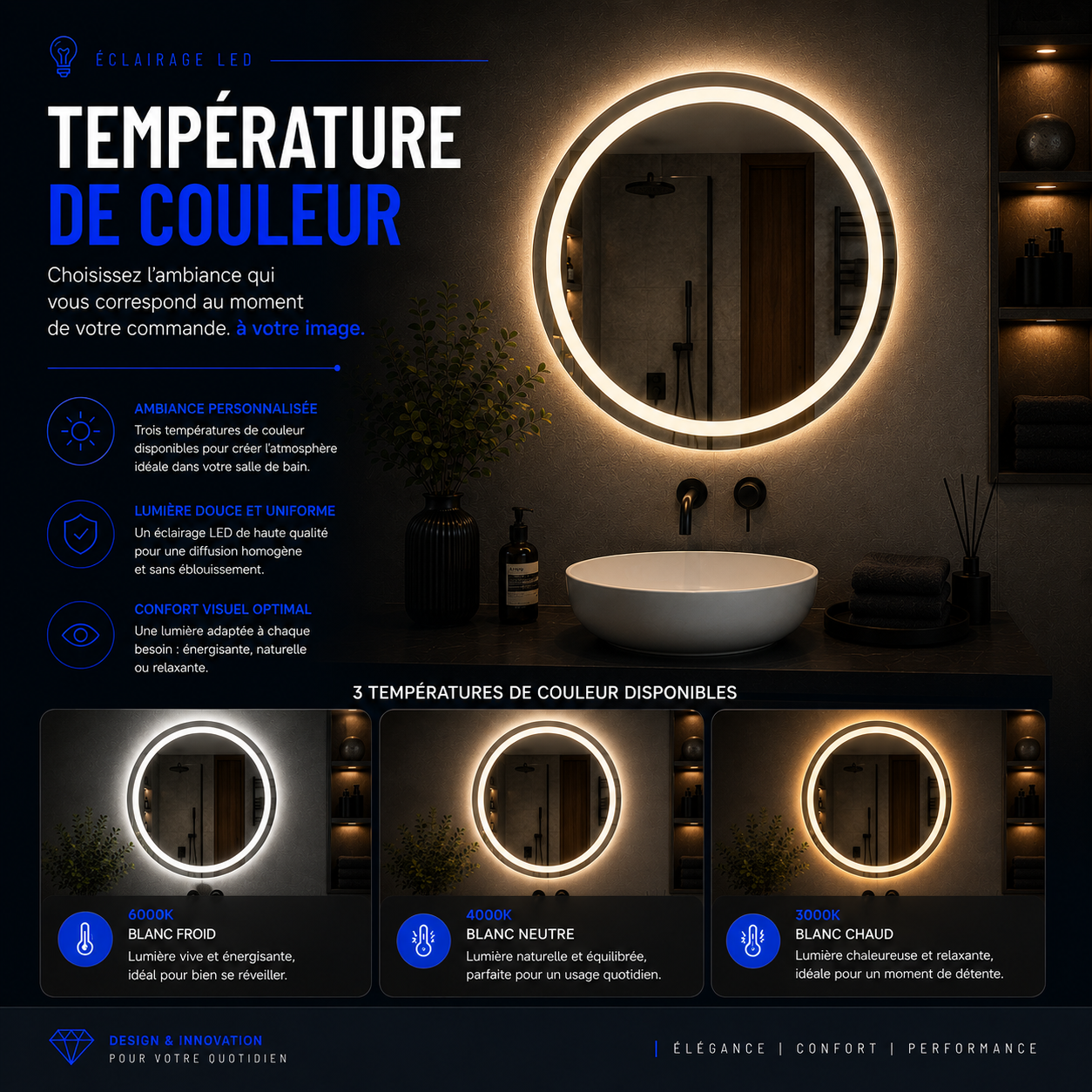 Miroir LED ECLIPSE (Collection Cosmos) — vue d'ambiance 4
