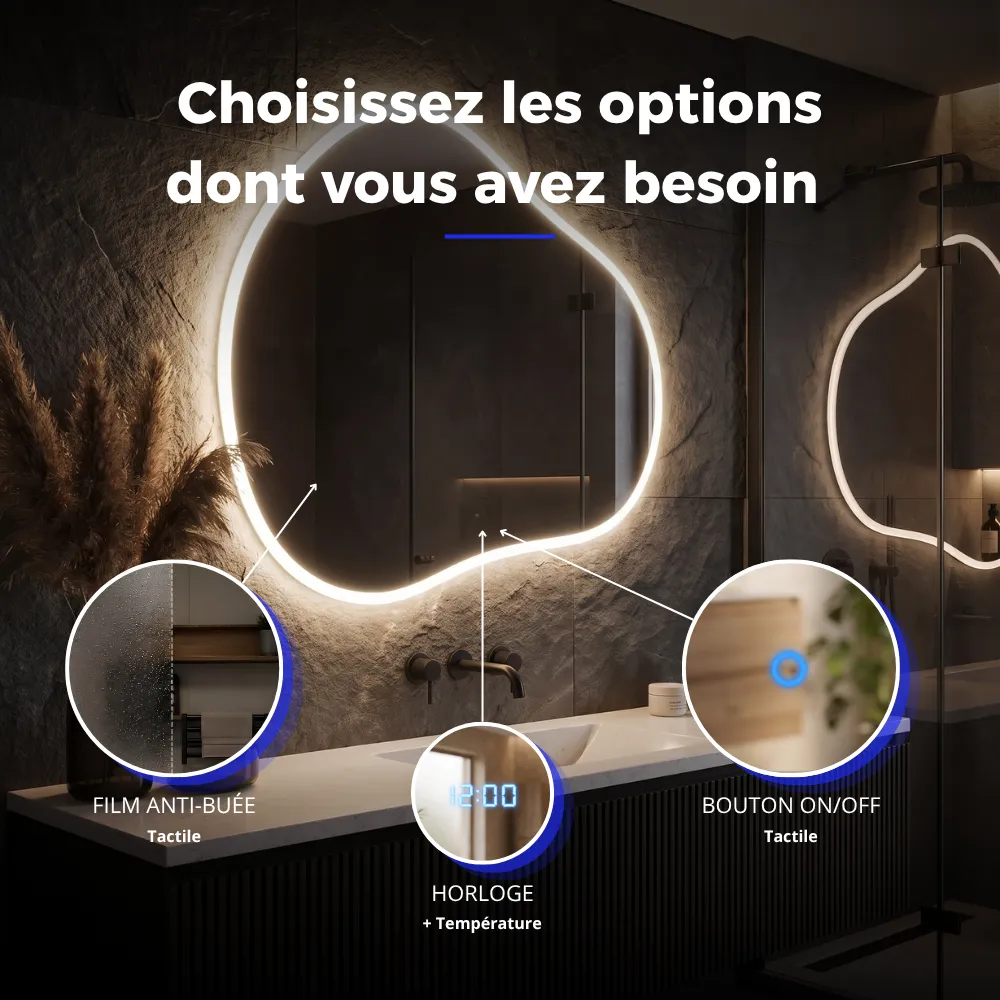 Miroir LED salle de bain Altaire (Collection Cosmos) — vue d'ambiance 4