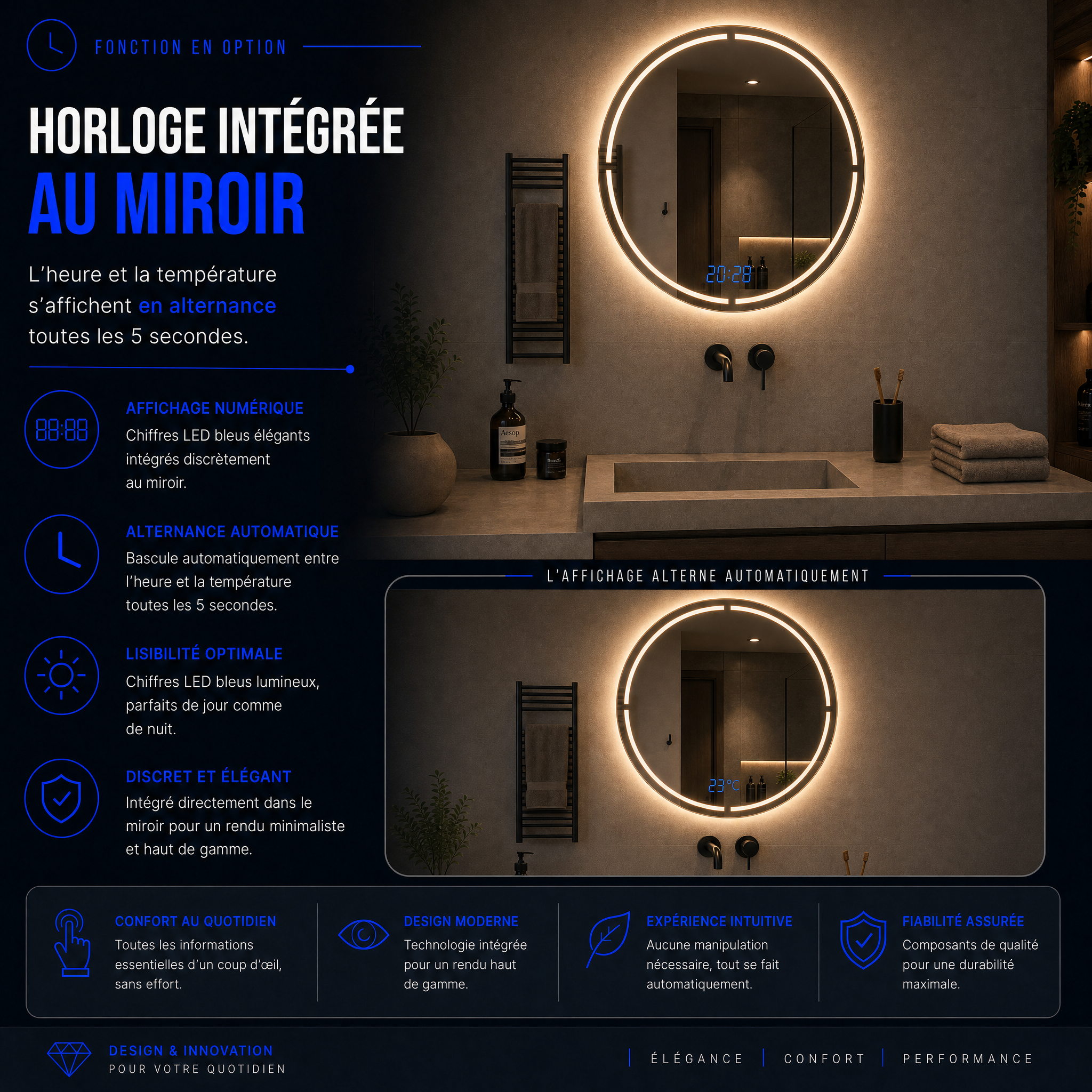 Miroir LED Lumis (Collection Cosmos) — vue d'ambiance 6