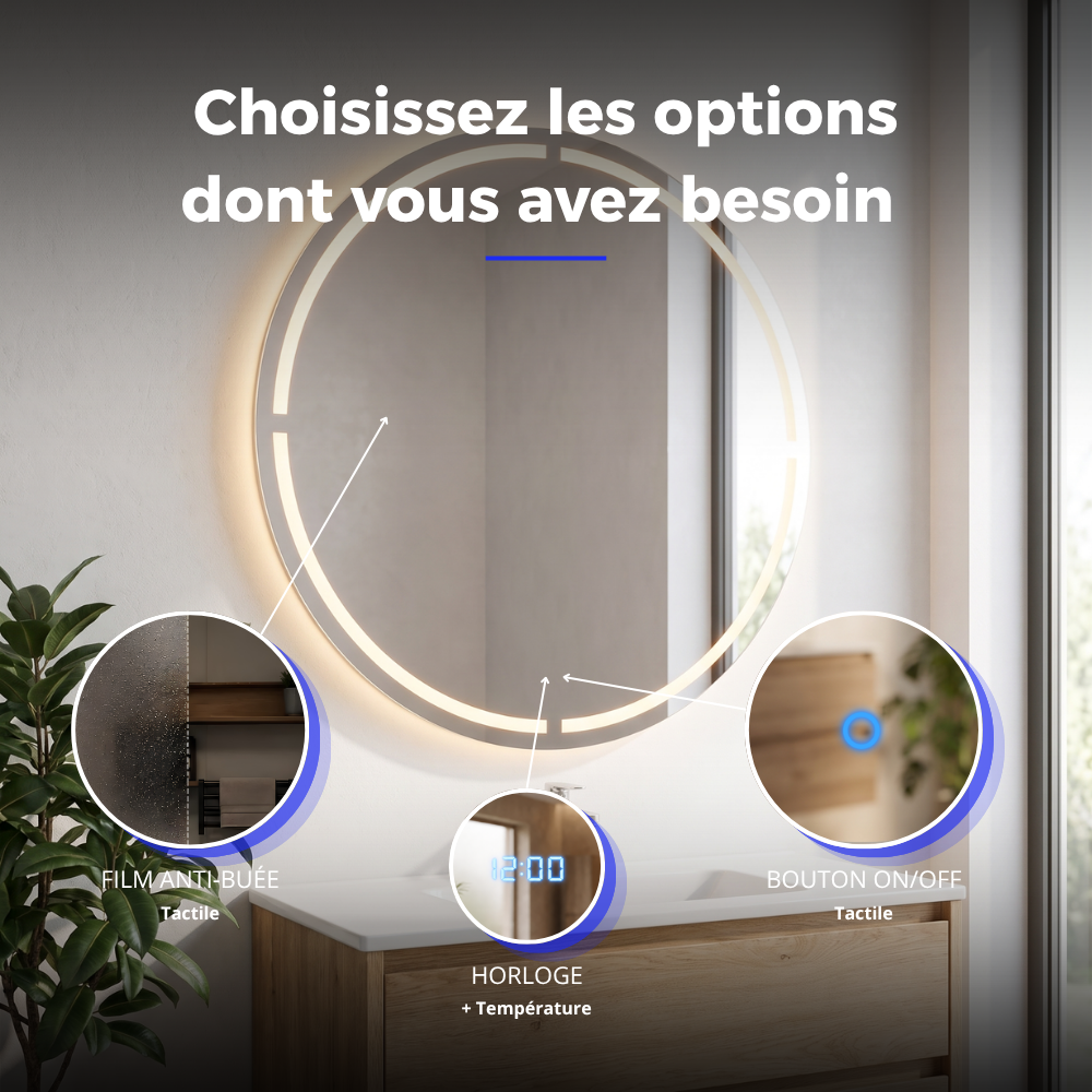 Miroir LED salle de bain Lumis (Collection Cosmos) — vue d'ambiance 4