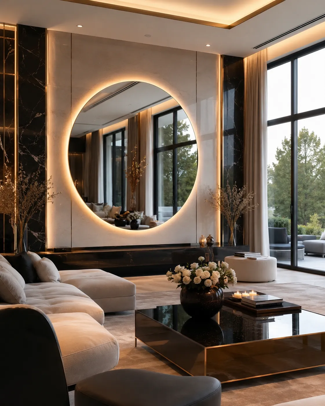 Miroir LED dans un salon