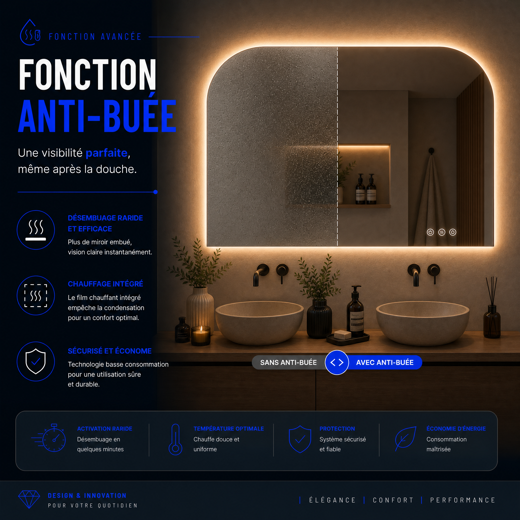 Miroir LED Noctis (Collection Cosmos) — vue d'ambiance 4