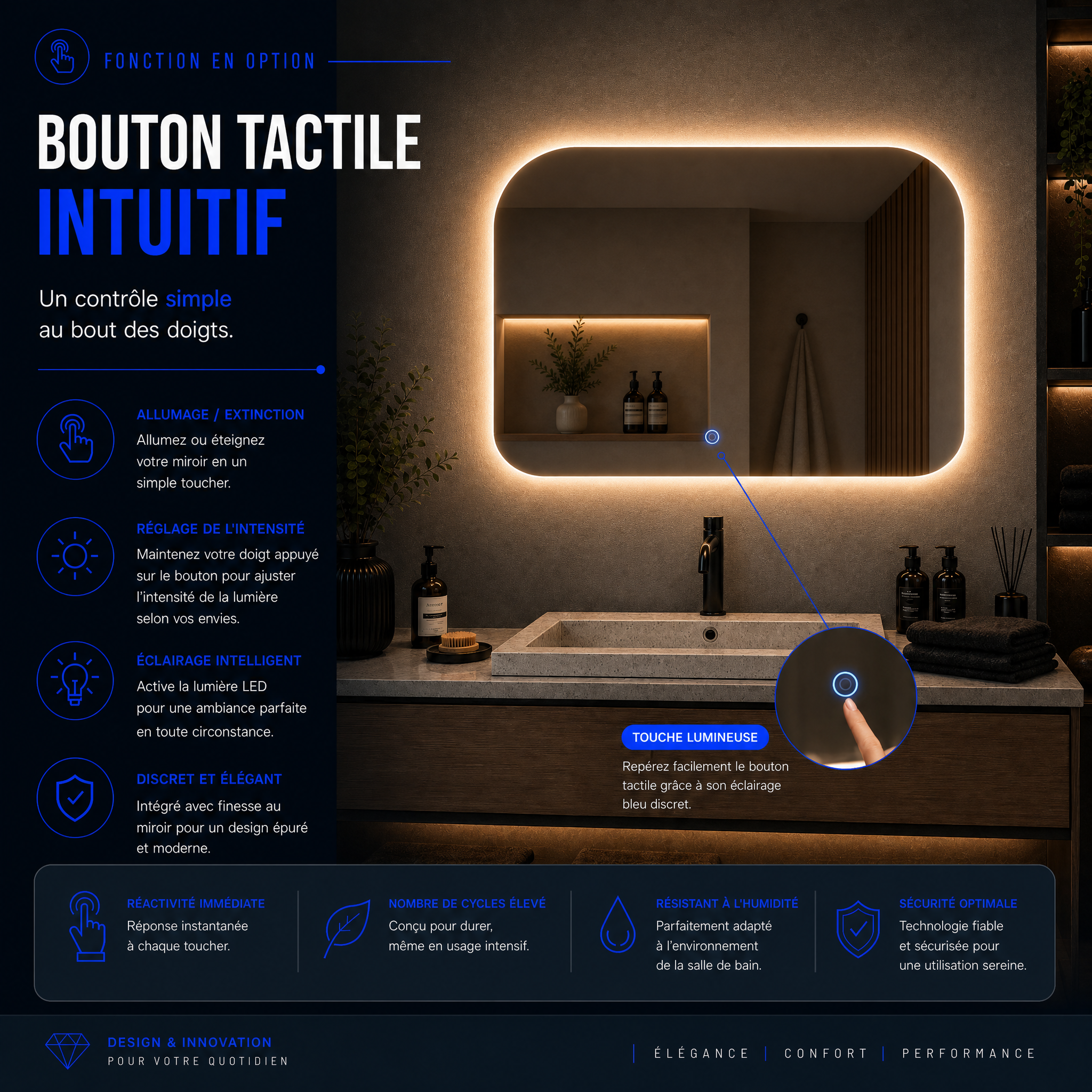 Miroir LED Noctis (Collection Cosmos) — vue d'ambiance 5