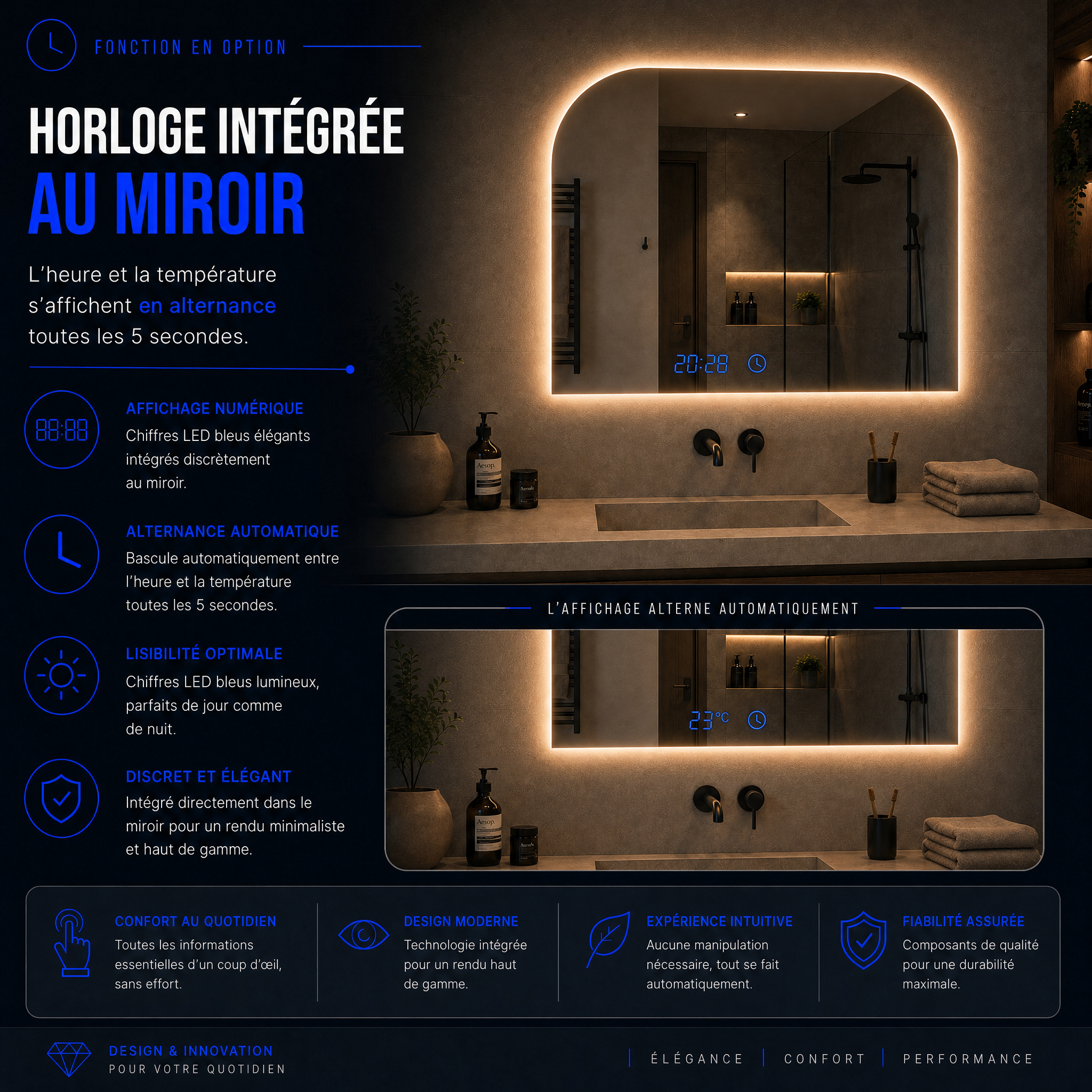 Miroir LED Noctis (Collection Cosmos) — vue d'ambiance 6