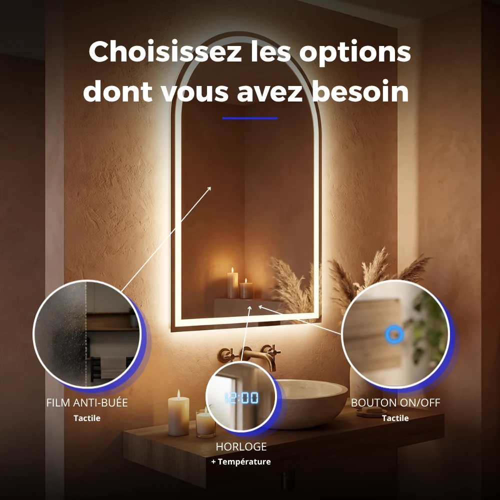Miroir LED salle de bain Andara (Collection Cosmos) — vue d'ambiance 4