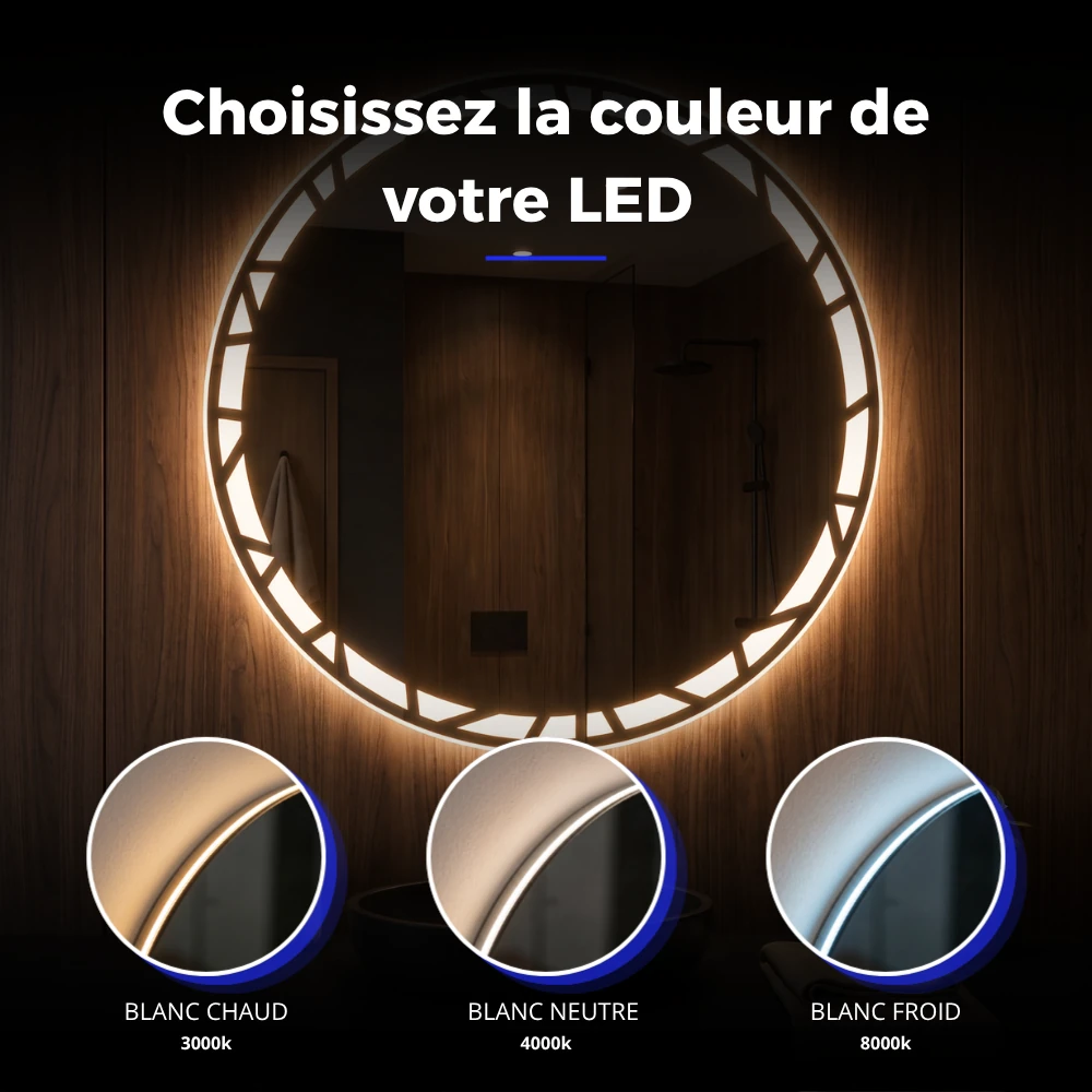 Miroir LED salle de bain Corona (Collection Orbite) — vue d'ambiance 3
