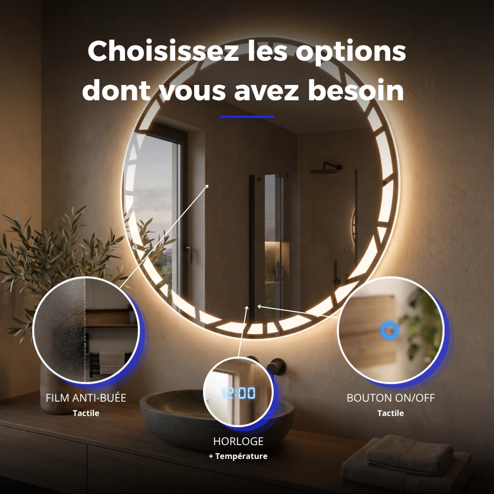 Miroir LED salle de bain Corona (Collection Orbite) — vue d'ambiance 4