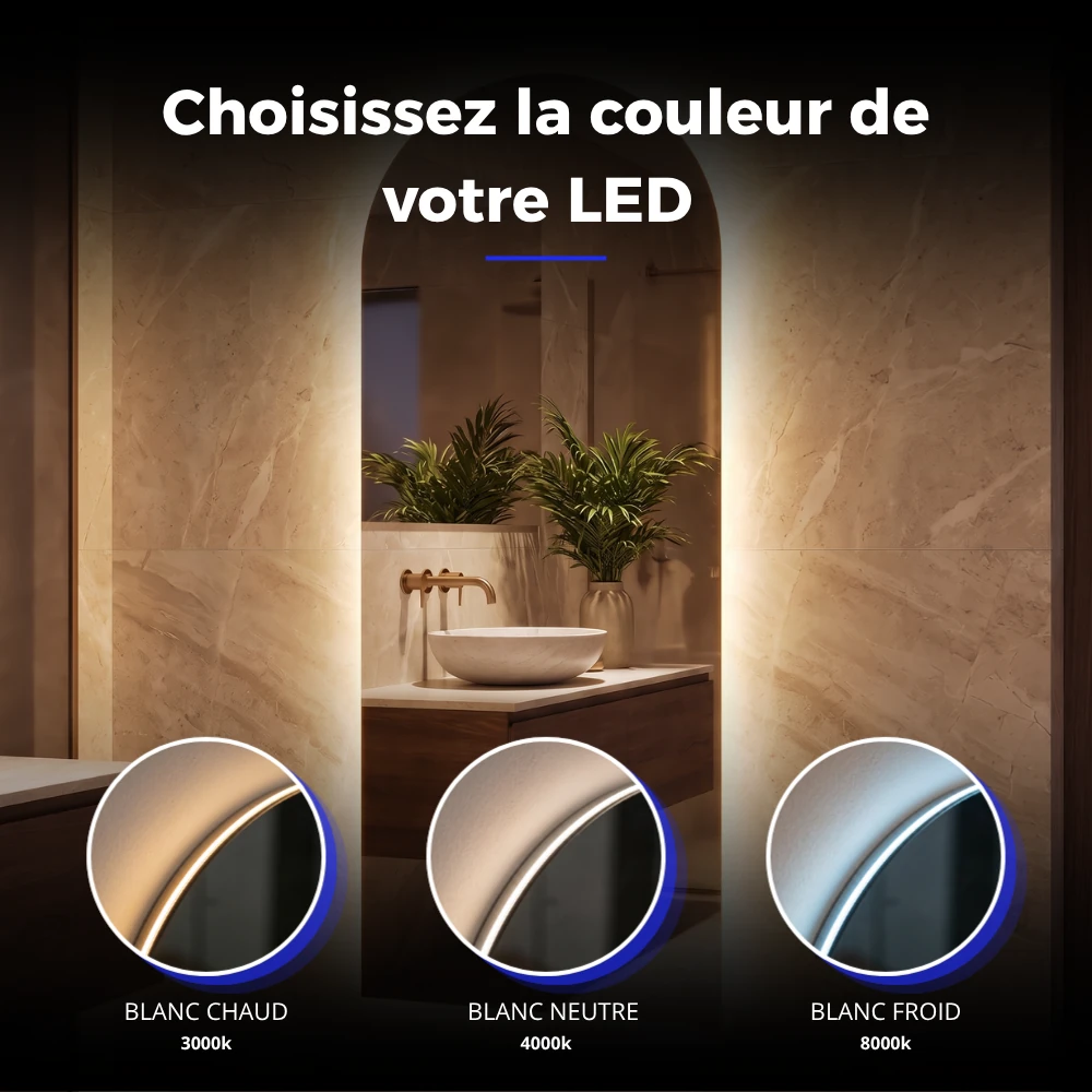 Miroir LED salle de bain Cygnus (Collection Cosmos) — vue d'ambiance 3