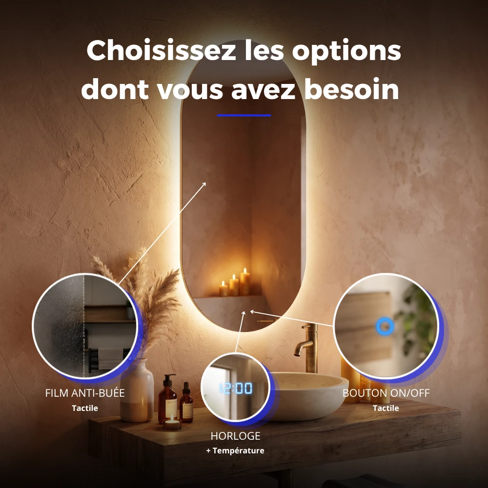 Miroir LED salle de bain Nebula (Collection Cosmos) — vue d'ambiance 4