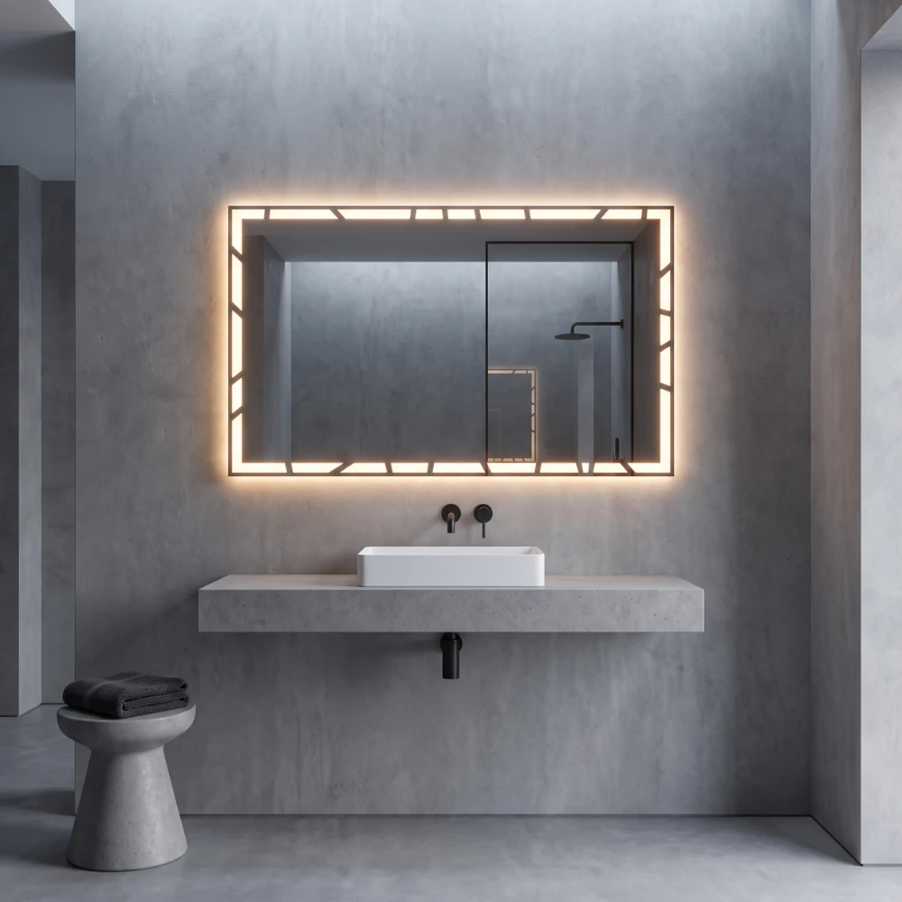 Miroir LED pour salle de bain industrielle