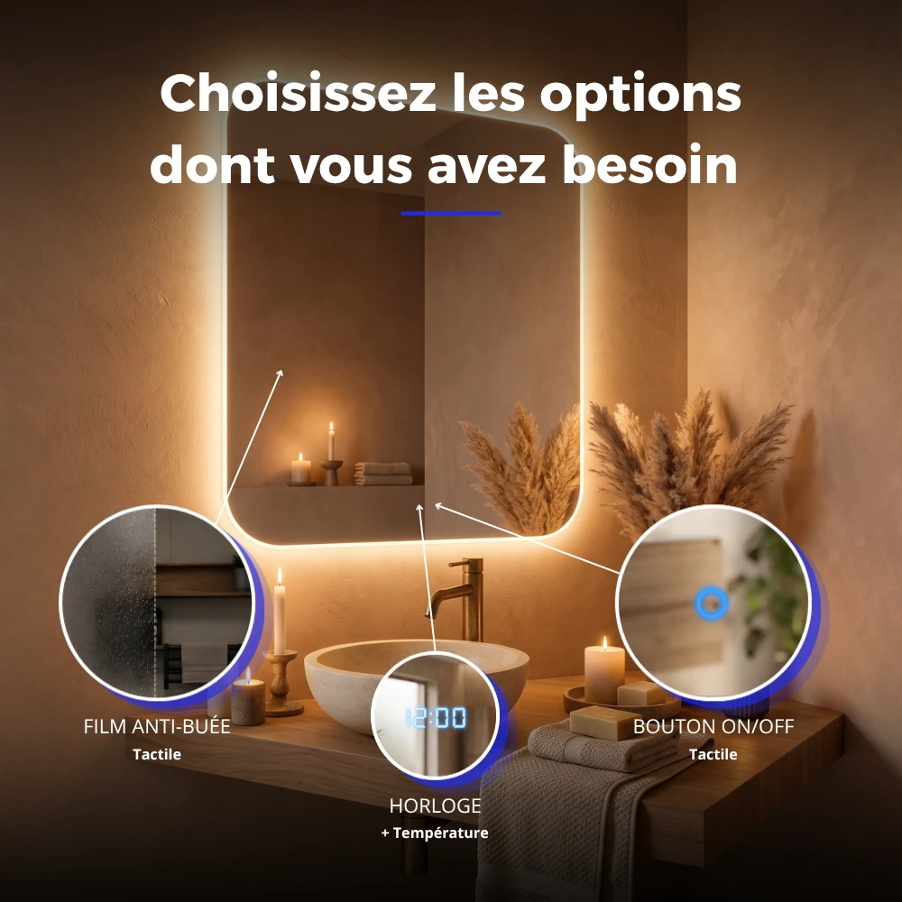 Miroir LED salle de bain Pollux (Collection Nova) — vue d'ambiance 4