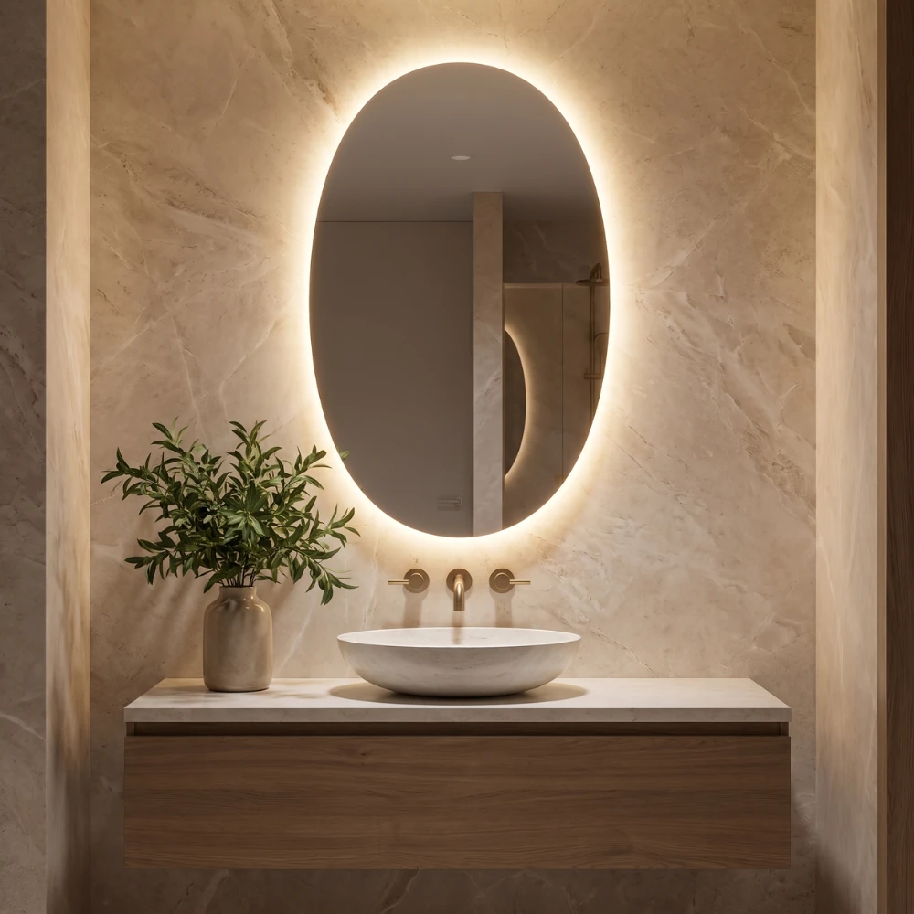Miroir LED pour salle de bain scandinave et japandi