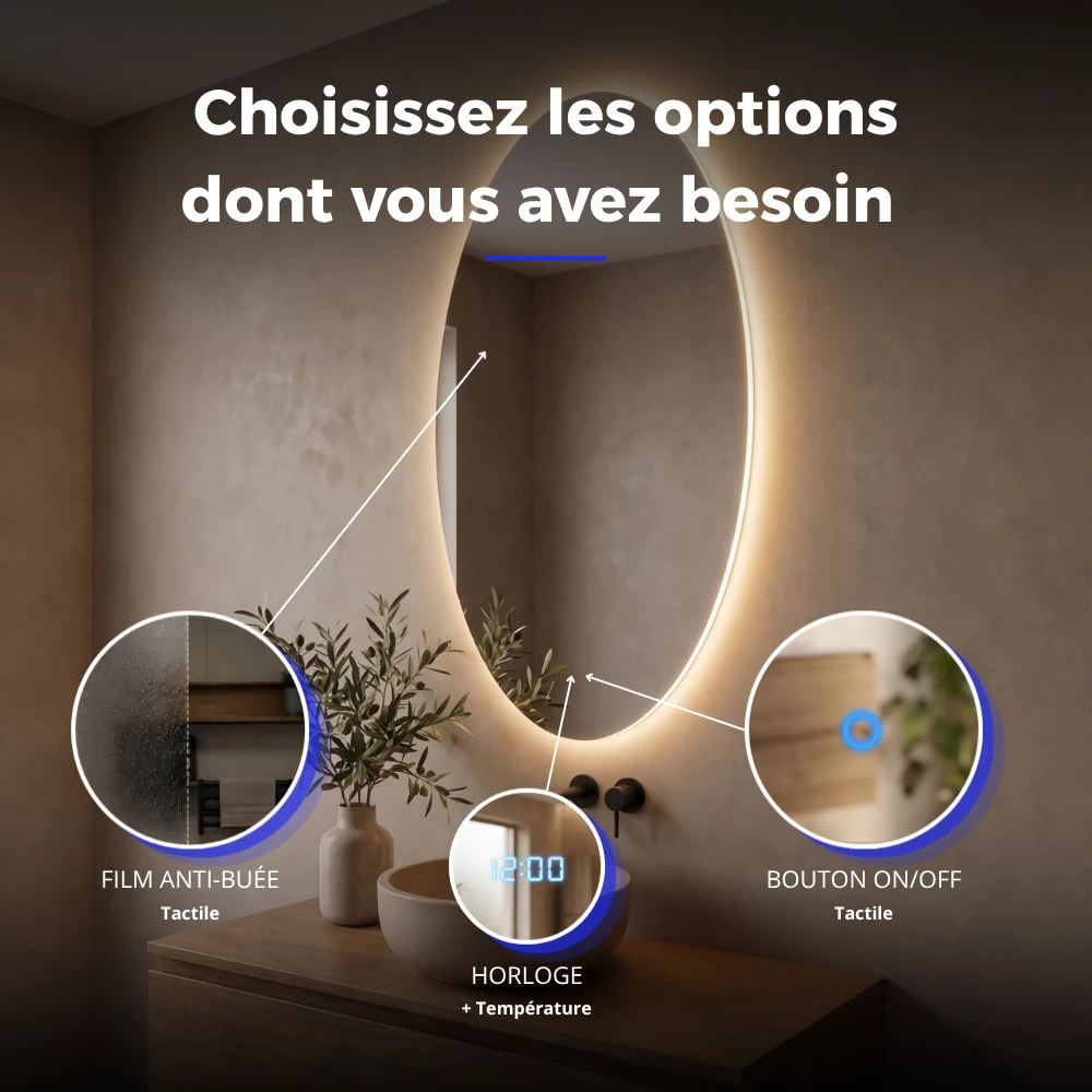 Miroir LED salle de bain Selene (Collection Luna) — vue d'ambiance 4