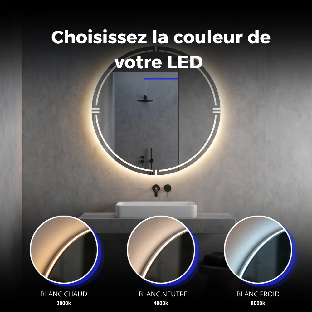 Miroir LED salle de bain Sextans (Collection Orbite) — vue d'ambiance 3