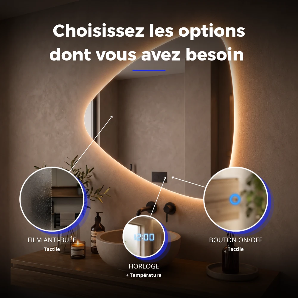 Miroir LED salle de bain Vega (Collection Cosmos) — vue d'ambiance 4
