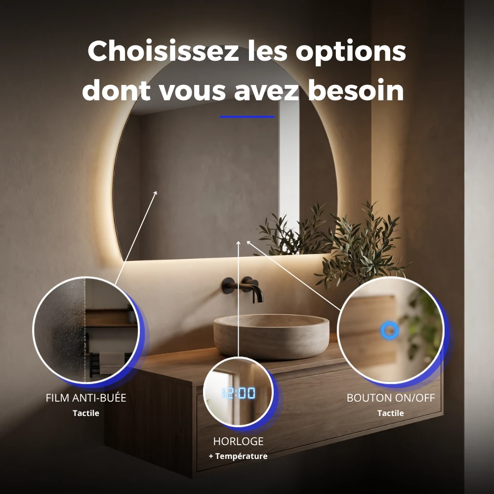 Miroir LED salle de bain Vortex (Collection Cosmos) — vue d'ambiance 4