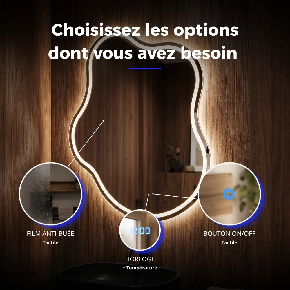 Miroir LED salle de bain Zenith (Collection Cosmos) — vue d'ambiance 4