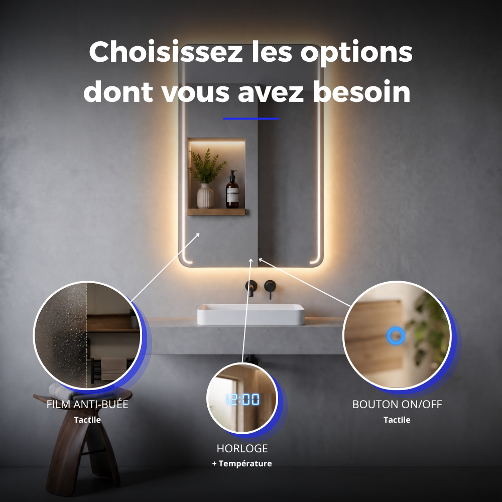 Miroir LED salle de bain Mizar (Collection Nova) — vue d'ambiance 4