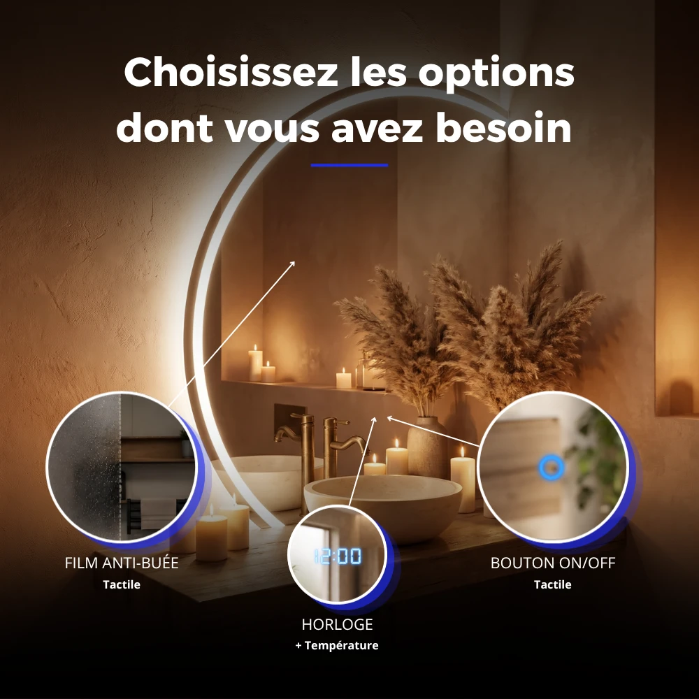 Miroir LED salle de bain Astra (Collection Orbite) — vue d'ambiance 4