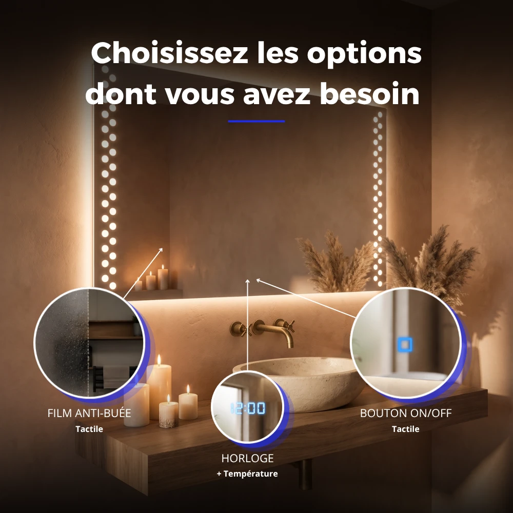 Miroir LED salle de bain Fornax (Collection Nova) — vue d'ambiance 4