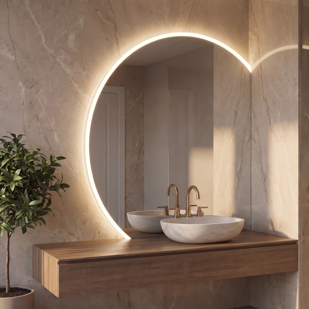 Miroir LED salle de bain Helios (Collection Orbite) — vue d'ambiance 1