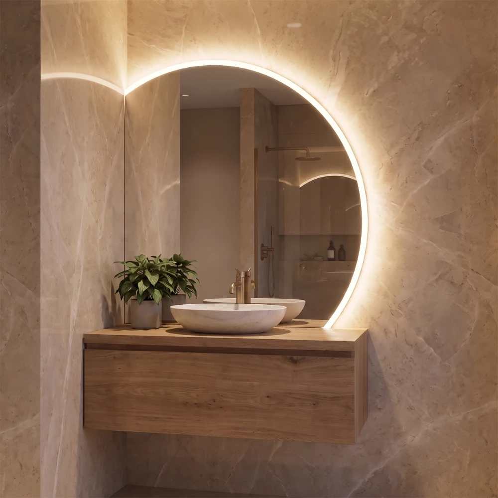 Miroir LED salle de bain Helios (Collection Orbite) — vue d'ambiance 2