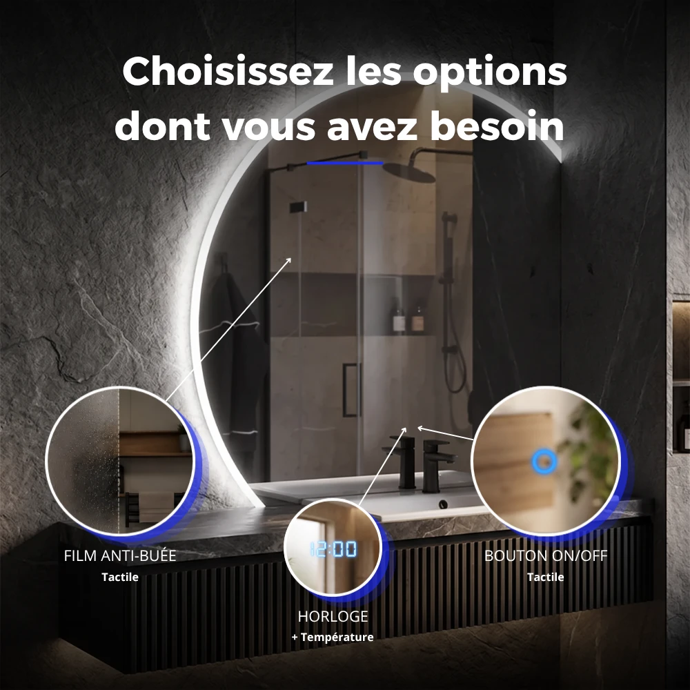Miroir LED salle de bain Helios (Collection Orbite) — vue d'ambiance 4