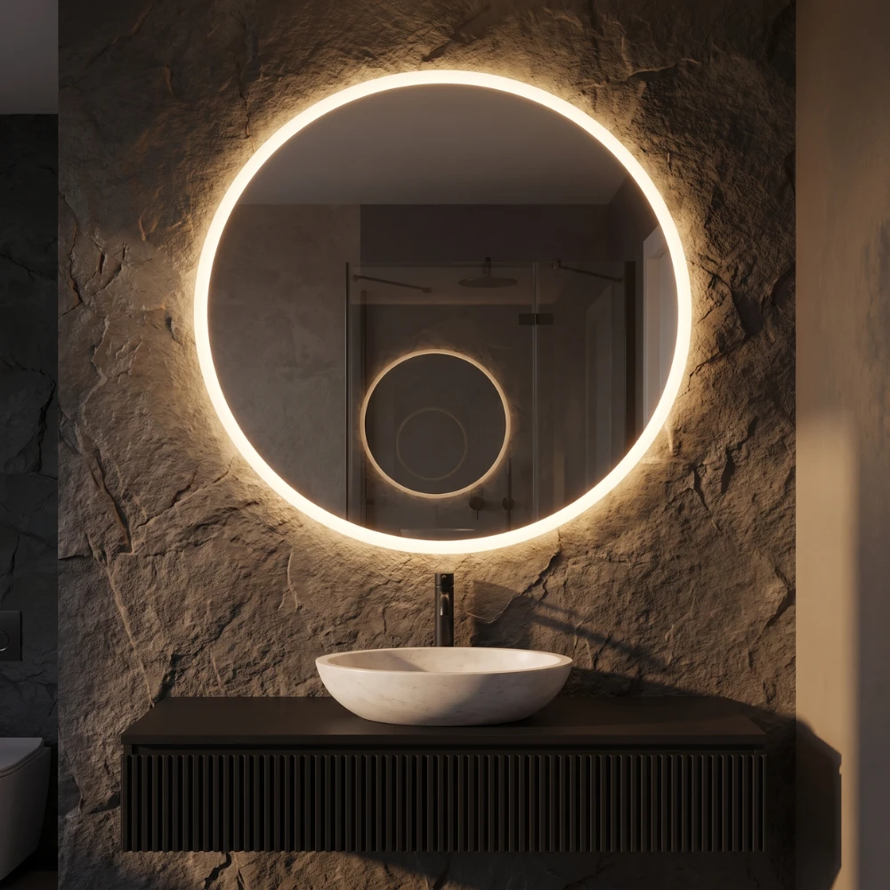 Miroir LED salle de bain Neptune (Collection Orbite) — vue d'ambiance 1
