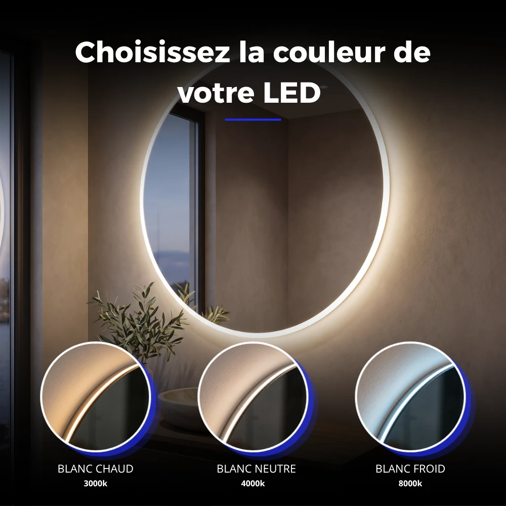 Miroir LED salle de bain Neptune (Collection Orbite) — vue d'ambiance 3