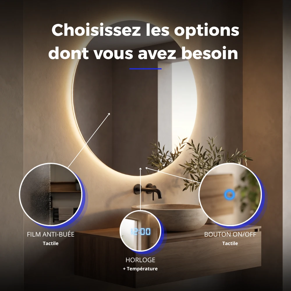 Miroir LED salle de bain Venus (Collection Orbite) — vue d'ambiance 4